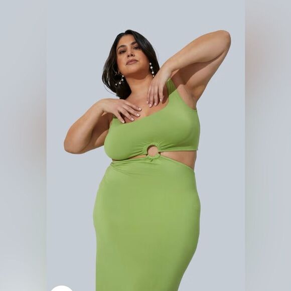 GIA IRL Plus Green Cutout Maxi Dress Womens Sz 2 18/20 Sleeveless NWT - Picture 3 of 17